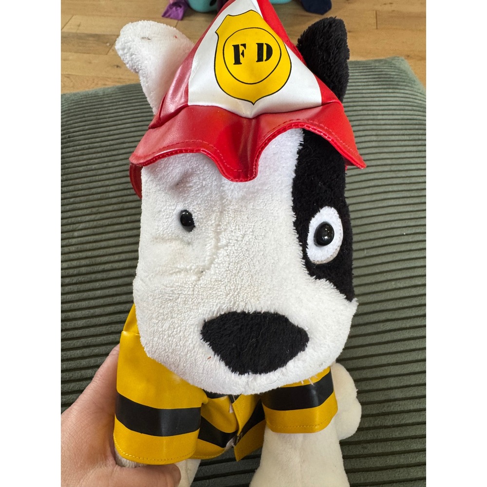Mervyns Sprocket the Dog Firefighter Plush Dalmatian FD Hat Raincoat Vintage